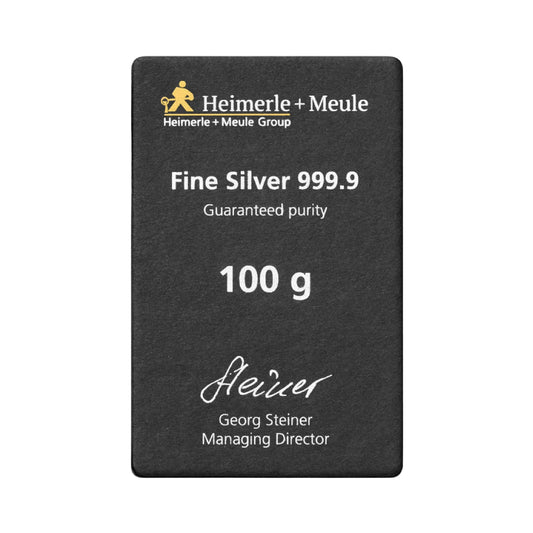 Gegossener Silberbarren 100g - Heimerle + Meule