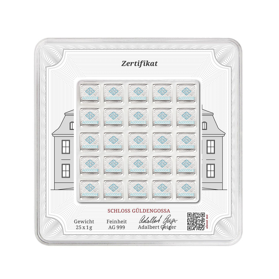 Silberbarren Multicard 25 × 1 g – Geiger Original (.999)
