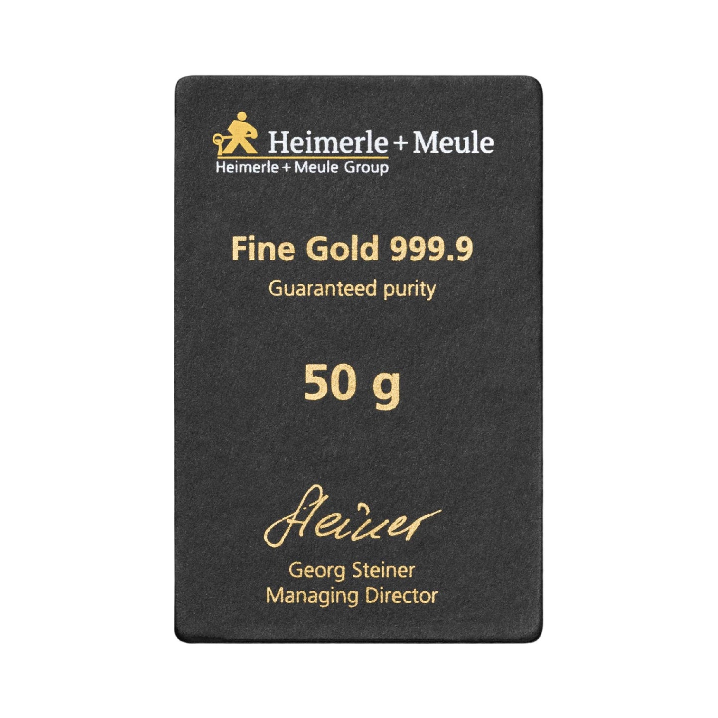 Gegossener Goldbarren 50g - Heimerle + Meule