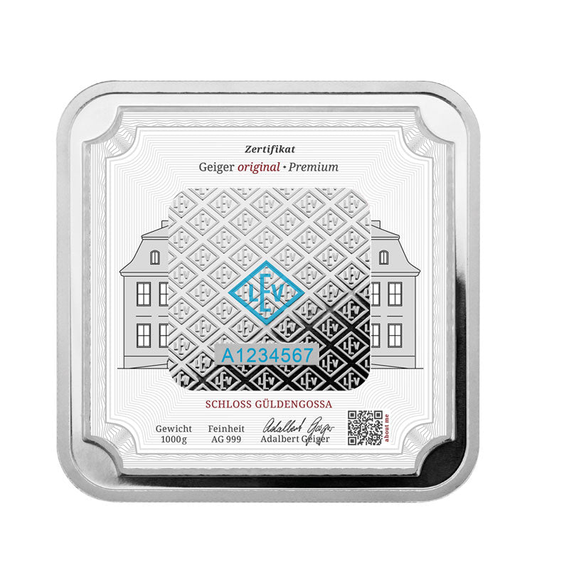 Geprägter Silberbarren 1 kg – Geiger Original (.999)