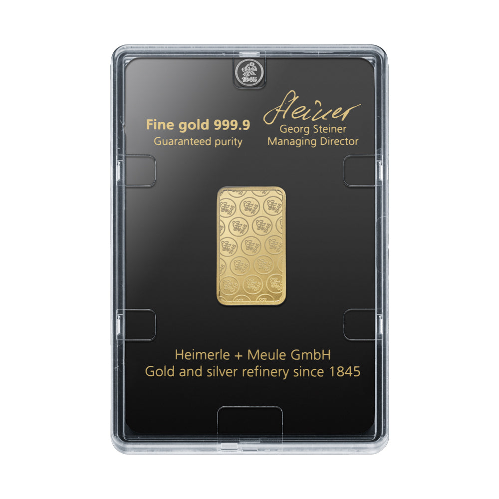 Geprägter Goldbarren 10g - Heimerle + Meule