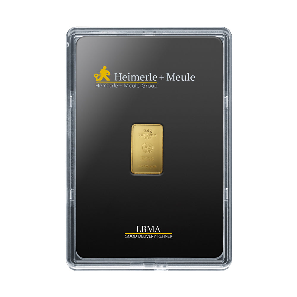 Geprägter Goldbarren 2,5g - Heimerle + Meule