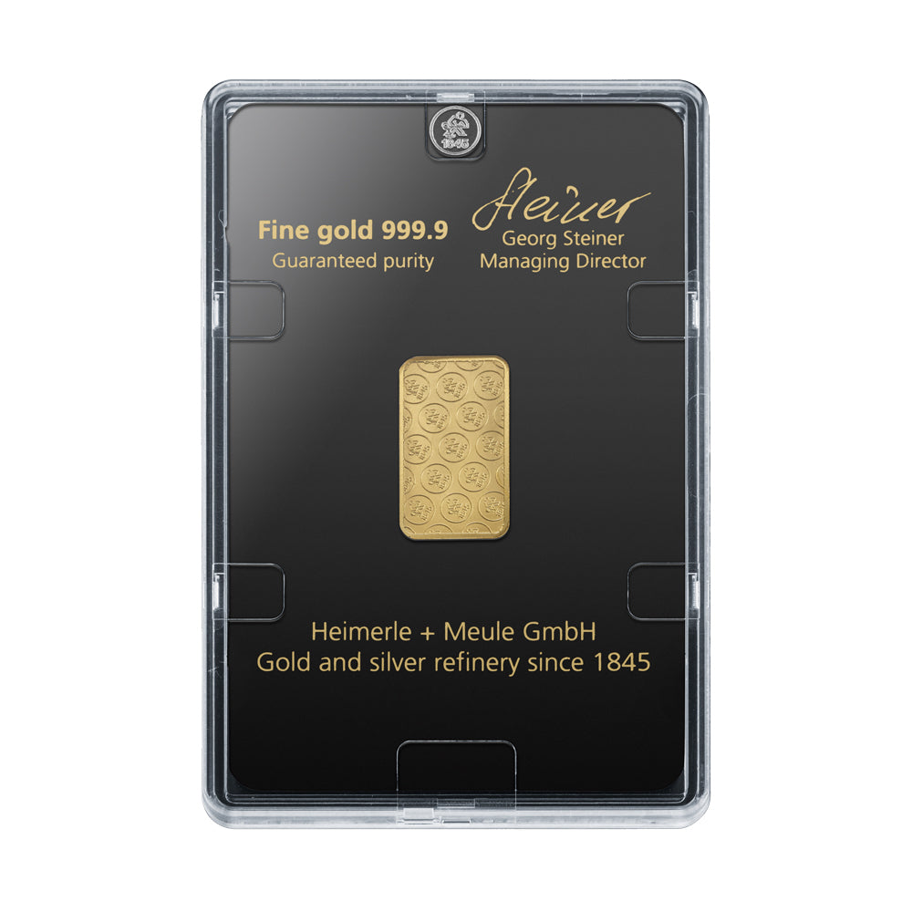 Geprägter Goldbarren 5g - Heimerle + Meule