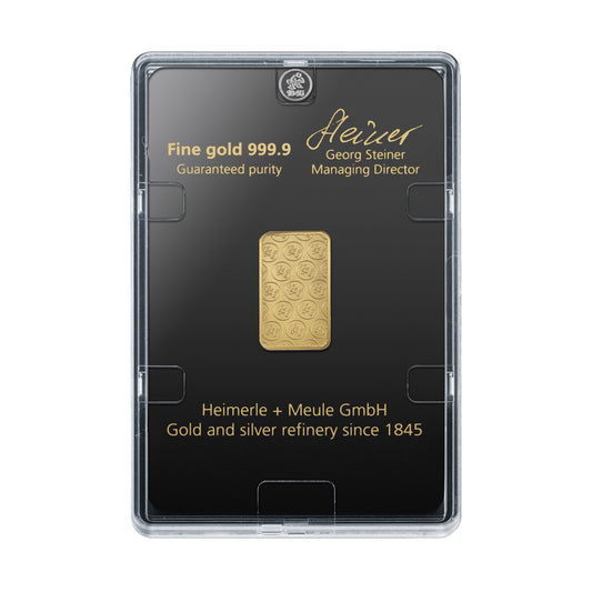 Geprägter Goldbarren 5g - Heimerle + Meule