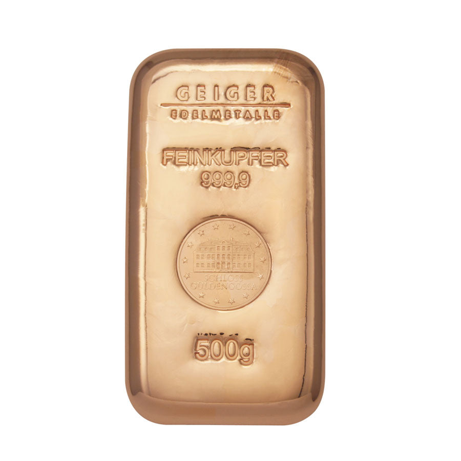 Gegossener Kupferbarren 500 g – Geiger Original (.9999)