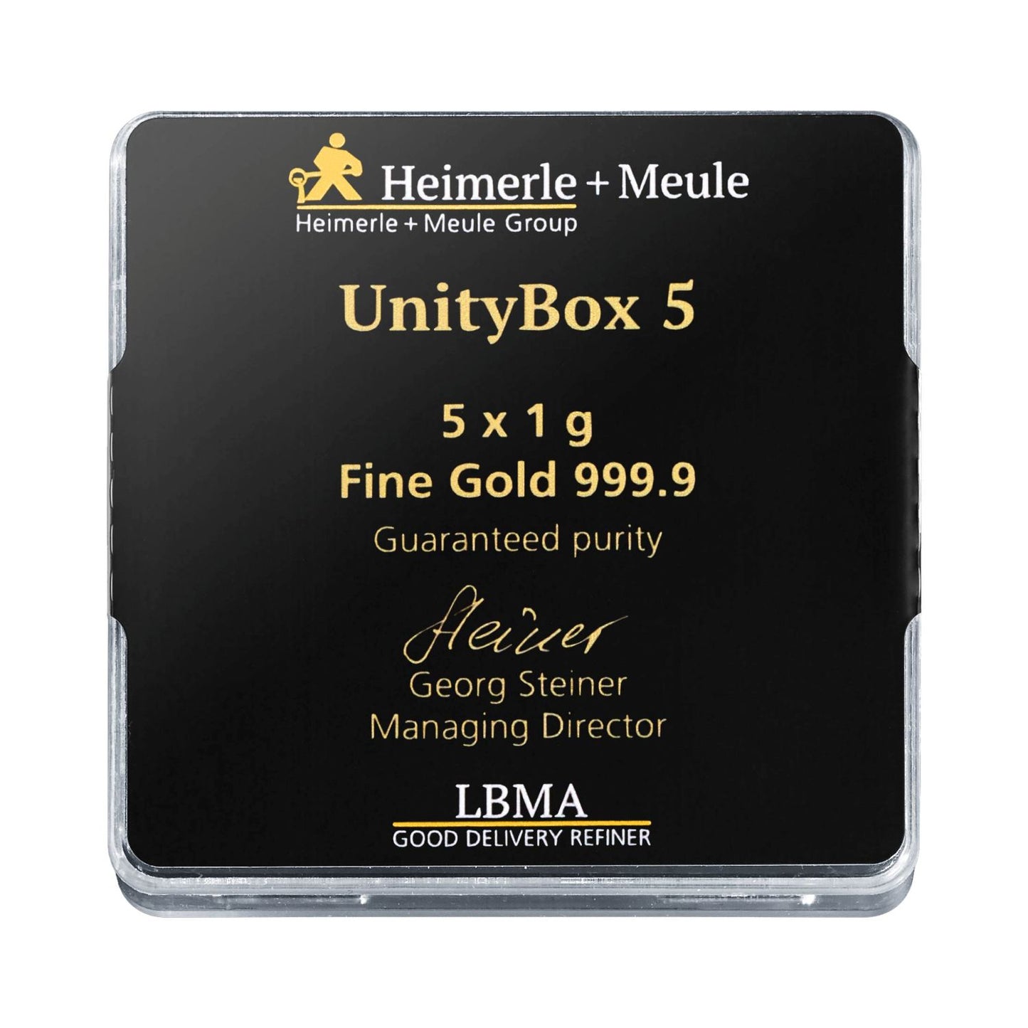Gold Tafeln UnityBox™ 5x1g - Heimerle + Meule