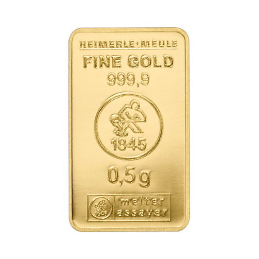 Geprägter Goldbarren 0,5g - Heimerle + Meule