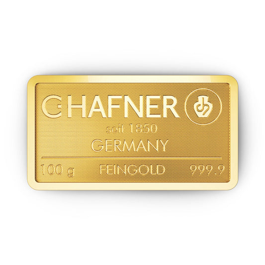 Geprägter Goldbarren 100g - C.Hafner