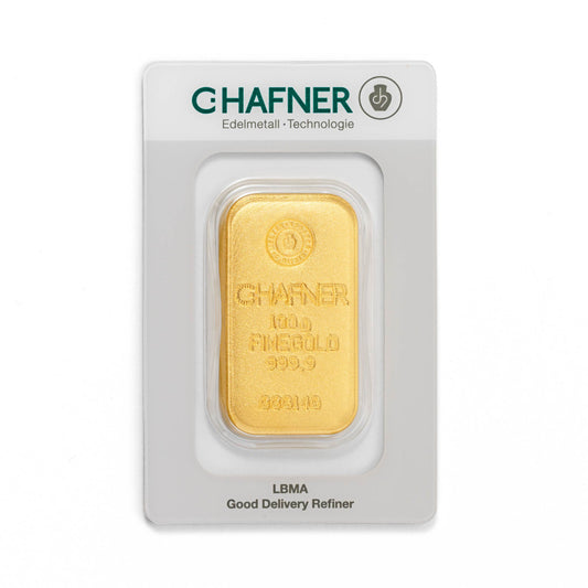 Gegossener Goldbarren 100g - C.Hafner