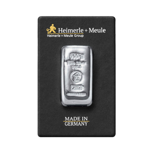 Gegossener Silberbarren 100g - Heimerle + Meule