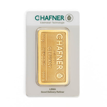 Geprägter Goldbarren 100g - C.Hafner