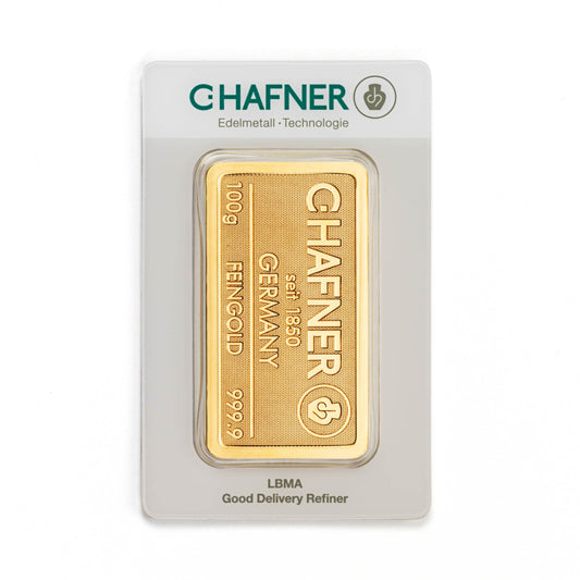 Geprägter Goldbarren 100g - C.Hafner
