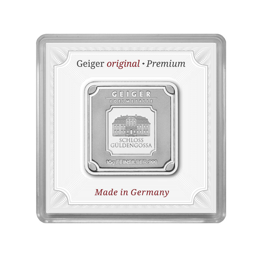 Geprägter Silberbarren 10 g – Geiger Original (.999)