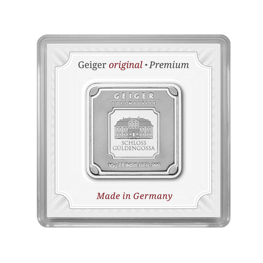 Geprägter Silberbarren 10 g – Geiger Original (.999)