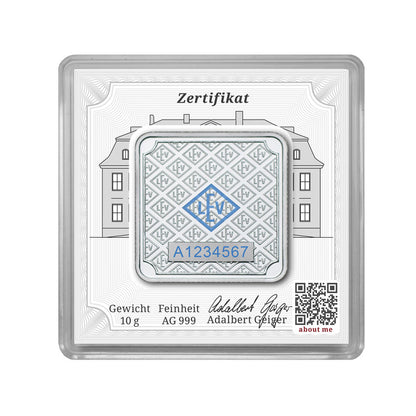 Geprägter Silberbarren 10 g – Geiger Original (.999)