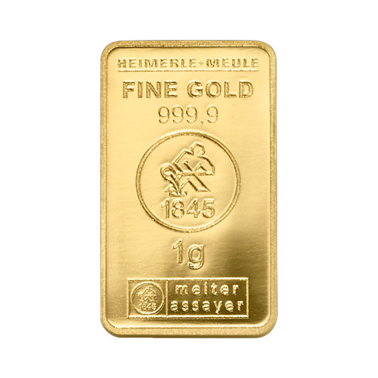 Geprägter Goldbarren 1g - Heimerle + Meule