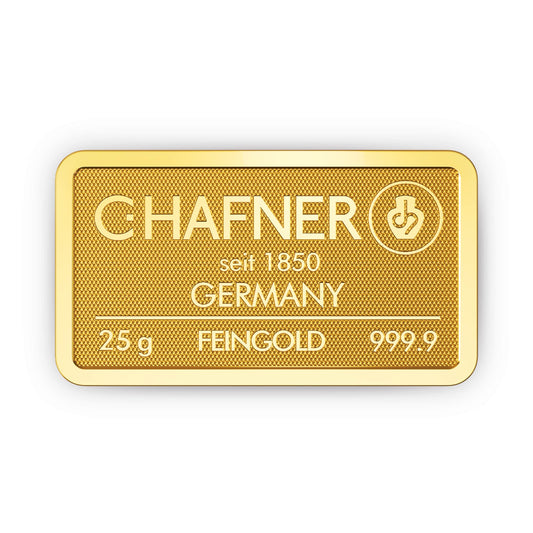 Geprägter Goldbarren 25g - C.Hafner