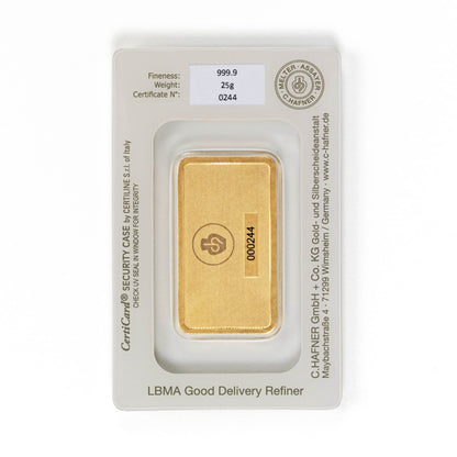 Geprägter Goldbarren 25g - C.Hafner
