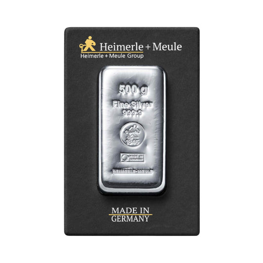 Gegossener Silberbarren 500g - Heimerle + Meule