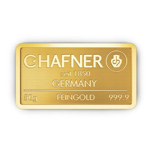 Geprägter Goldbarren 50g - C.Hafner
