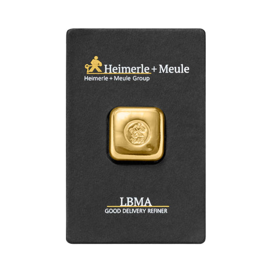 Gegossener Goldbarren 50g - Heimerle + Meule