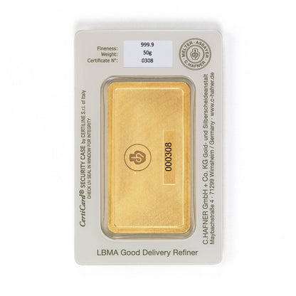 Geprägter Goldbarren 50g - C.Hafner