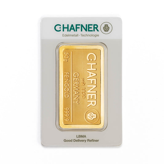Geprägter Goldbarren 50g - C.Hafner