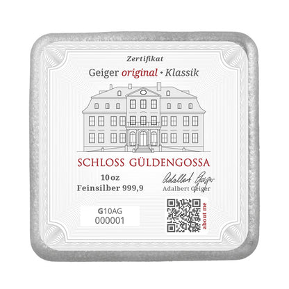Gegossener Silberbarren 10 oz – Geiger Original (.999)