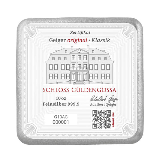 Gegossener Silberbarren 10 oz – Geiger Original (.999)