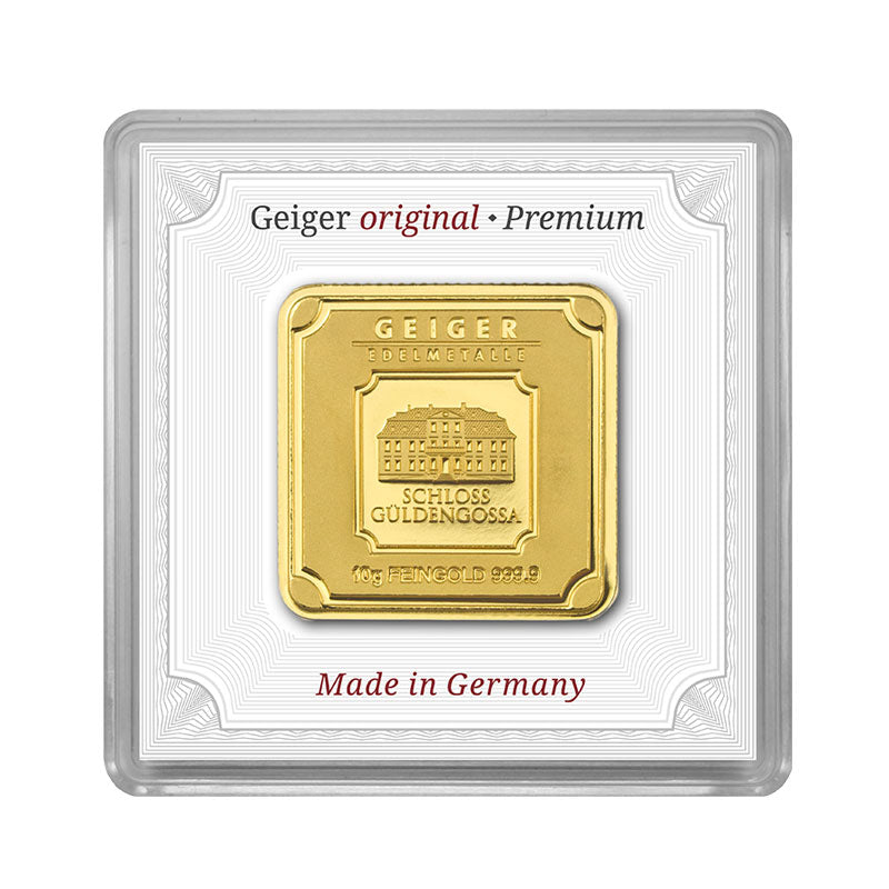 Geprägter Goldbarren 10 g – Geiger Original (.9999)
