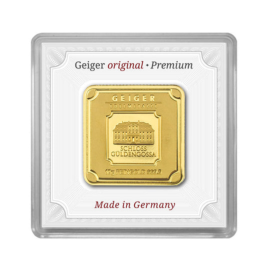 Geprägter Goldbarren 10 g – Geiger Original (.9999)