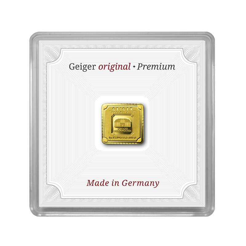 Geprägter Goldbarren 1 g – Geiger Original (.9999)