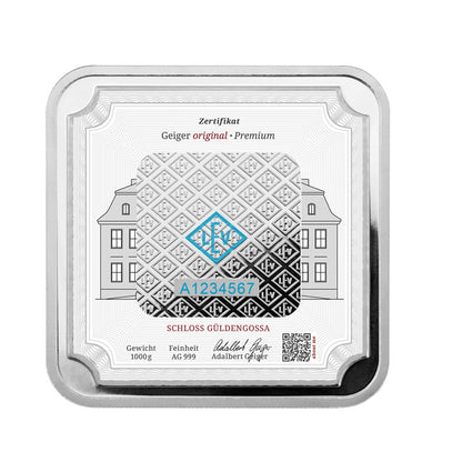 Geprägter Silberbarren 1 kg – Geiger Original (.999)