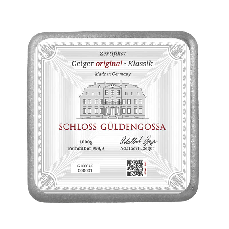 Gegossener Silberbarren 1 kg – Geiger Original (.999)
