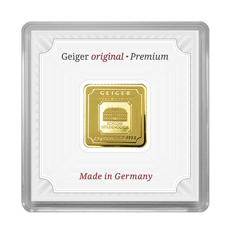 Geprägter Goldbarren 2,5 g – Geiger Original (.9999)
