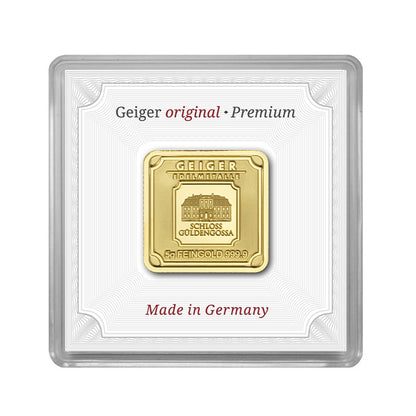 Geprägter Goldbarren 5 g – Geiger Original (.9999)
