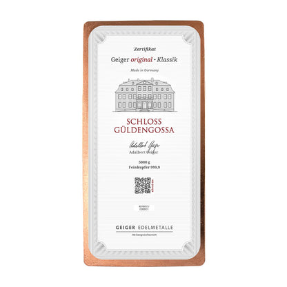 Gegossener Kupferbarren 5 kg – Geiger Original (.9999)