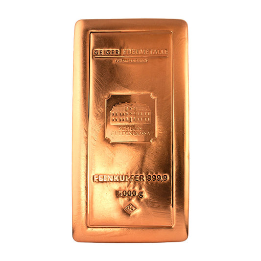 Gegossener Kupferbarren 5 kg – Geiger Original (.9999)