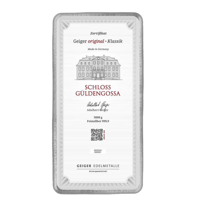 Gegossener Silberbarren 5 kg – Geiger Original (.999)