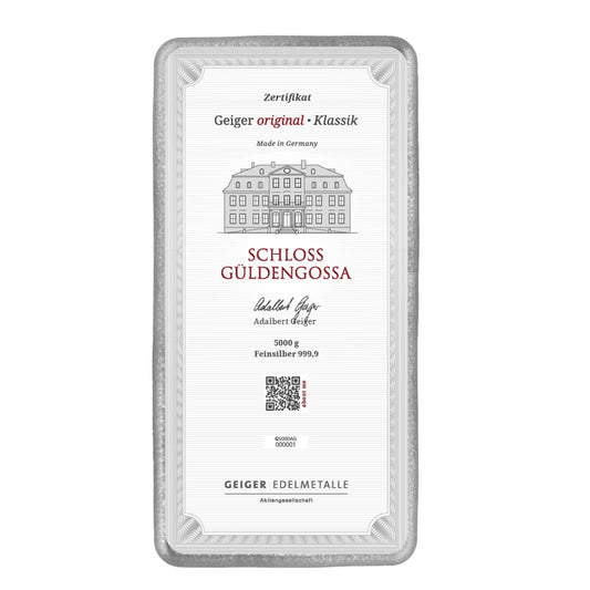 Gegossener Silberbarren 5 kg – Geiger Original (.999)