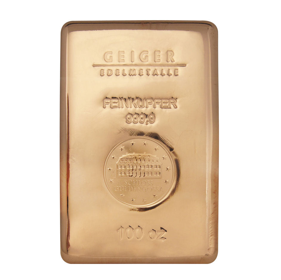 Gegossener Kupferbarren 100 oz