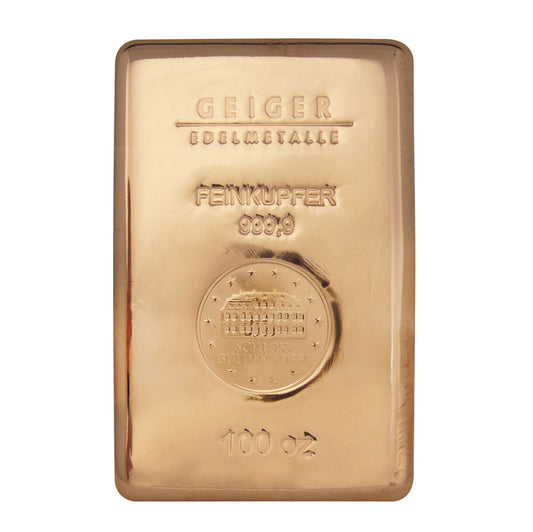 Gegossener Kupferbarren 100 oz