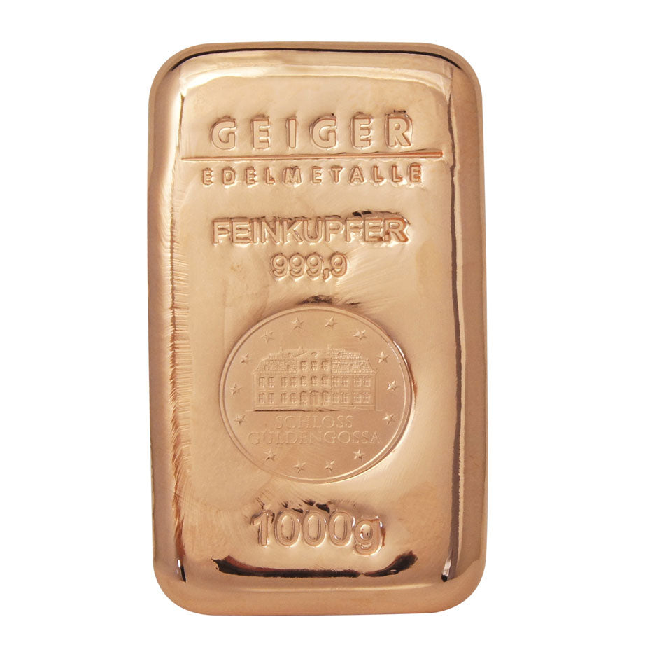 Gegossener Kupferbarren 1 kg – Geiger Original (.9999)