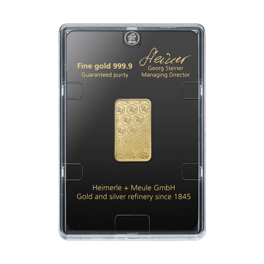 Geprägter Goldbarren 10g - Heimerle + Meule