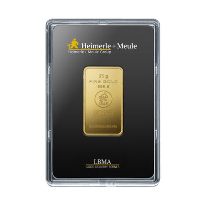 Geprägter Goldbarren 25g - Heimerle + Meule