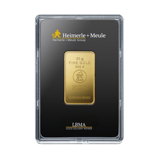 Geprägter Goldbarren 25g - Heimerle + Meule