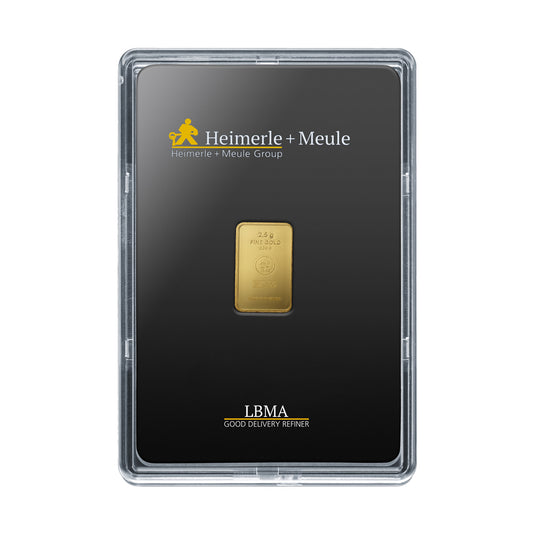 Geprägter Goldbarren 2,5g - Heimerle + Meule