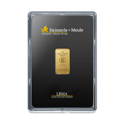 Geprägter Goldbarren 5g - Heimerle + Meule
