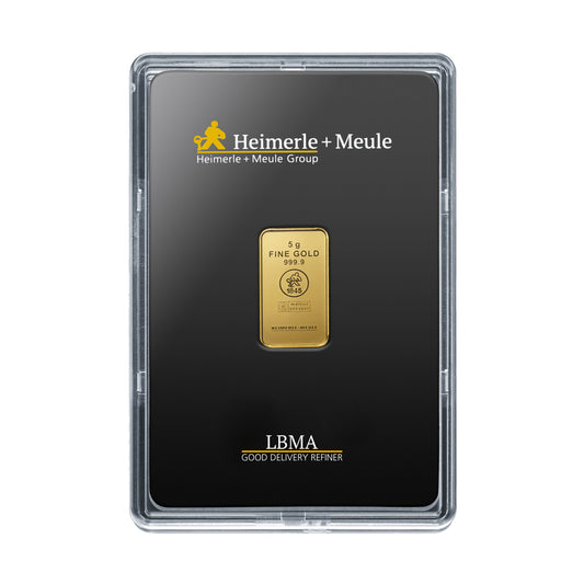 Geprägter Goldbarren 5g - Heimerle + Meule