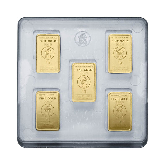 Gold Tafeln UnityBox™ 5x1g - Heimerle + Meule